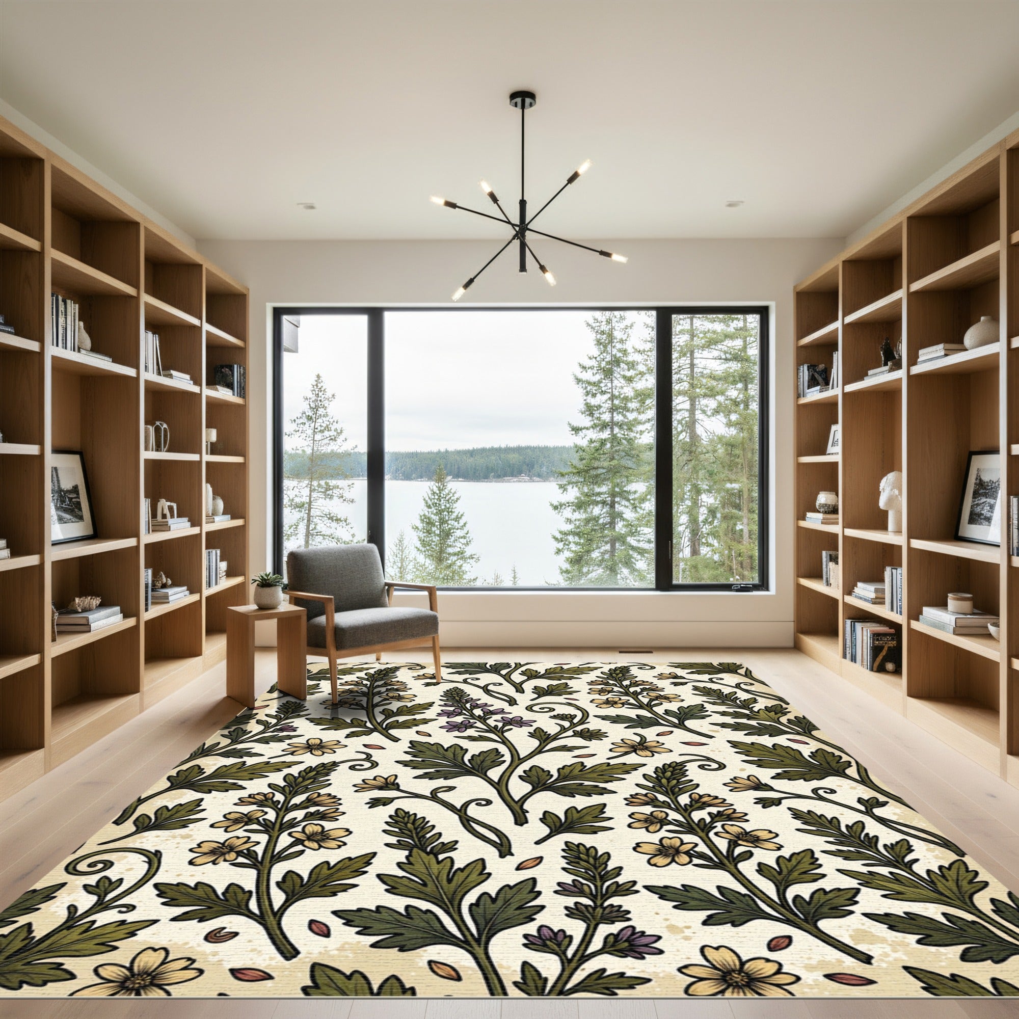 Vintage Sage Floral Botanical Meadow Rug