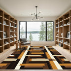 Warm Earth Tones Geometric Overlay Rug