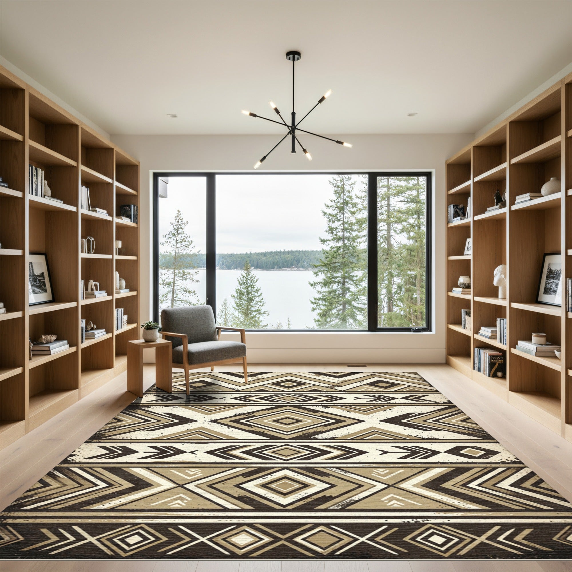 Earthy Tones Geometric Chevron Diamond Rug