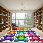 Colorful Rainbow Teddy Bear Confetti Rug