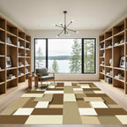 Earthy Tone Geometric Blocks Overlay Rug
