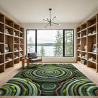 Green Wood Grain Swirls Rug