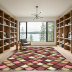 Earthy Rose Gold Scalloped Geometric Rug
