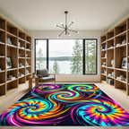 Vibrant Neon Cosmic Spiral Swirl Rug