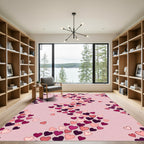 Pink Hearts Scattered Gradient Rug
