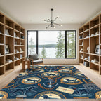 Coastal Nautical Labrador Anchor Navy Mural Rug