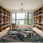 Highland Cattle Meadow Gray Landscape Rug
