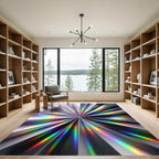 Iridescent Silver Radial Prism Spectrum Rug