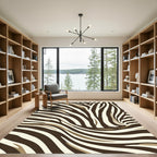 Modern Earthy Tone Zebra Abstract Swirl Rug