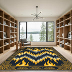 Fiery Yellow Tribal Flame Ikat Rug