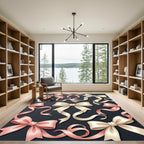 Elegant Cream and Blushing Pink Bows Rug