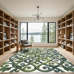 Intertwined Verdant Botanical Scroll Rug