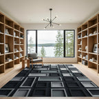 Monochromatic Geometric Grid Block Relief Rug