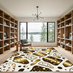 Gold Speckled Abstract Pebble Collage Rug