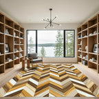 Modern Tonal Herringbone Wood Grain Rug