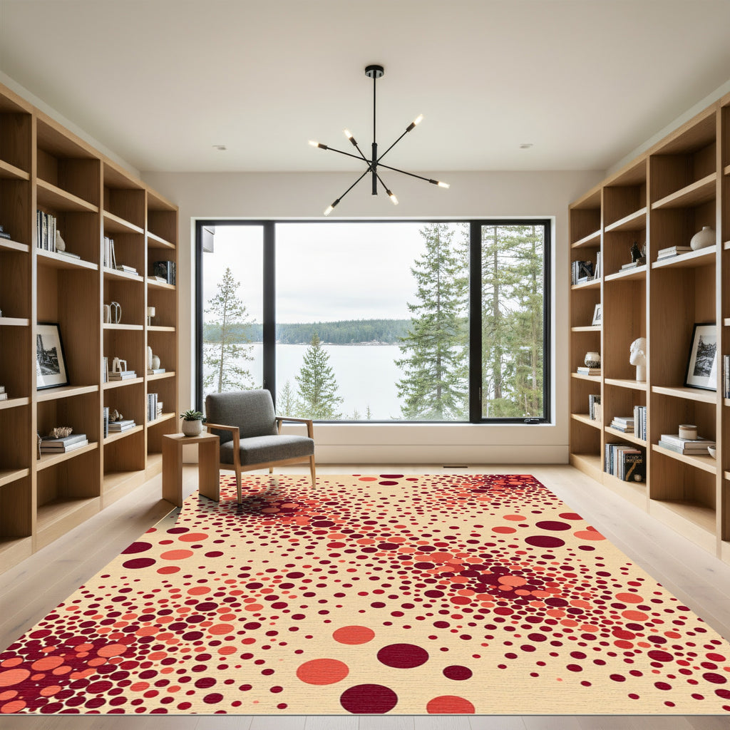 Crimson Scattered Dot Gradient Rug