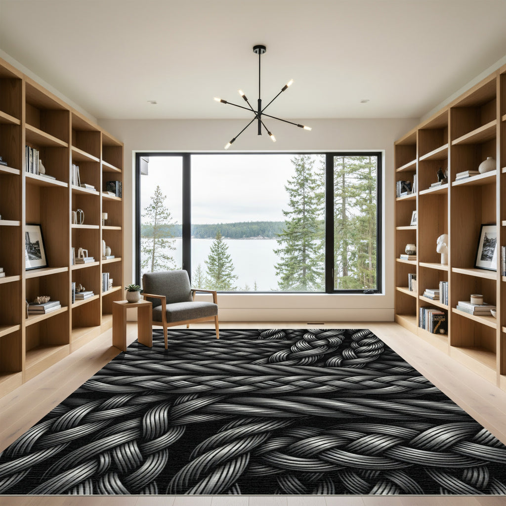 Charcoal Braid Texture Over Black Rug