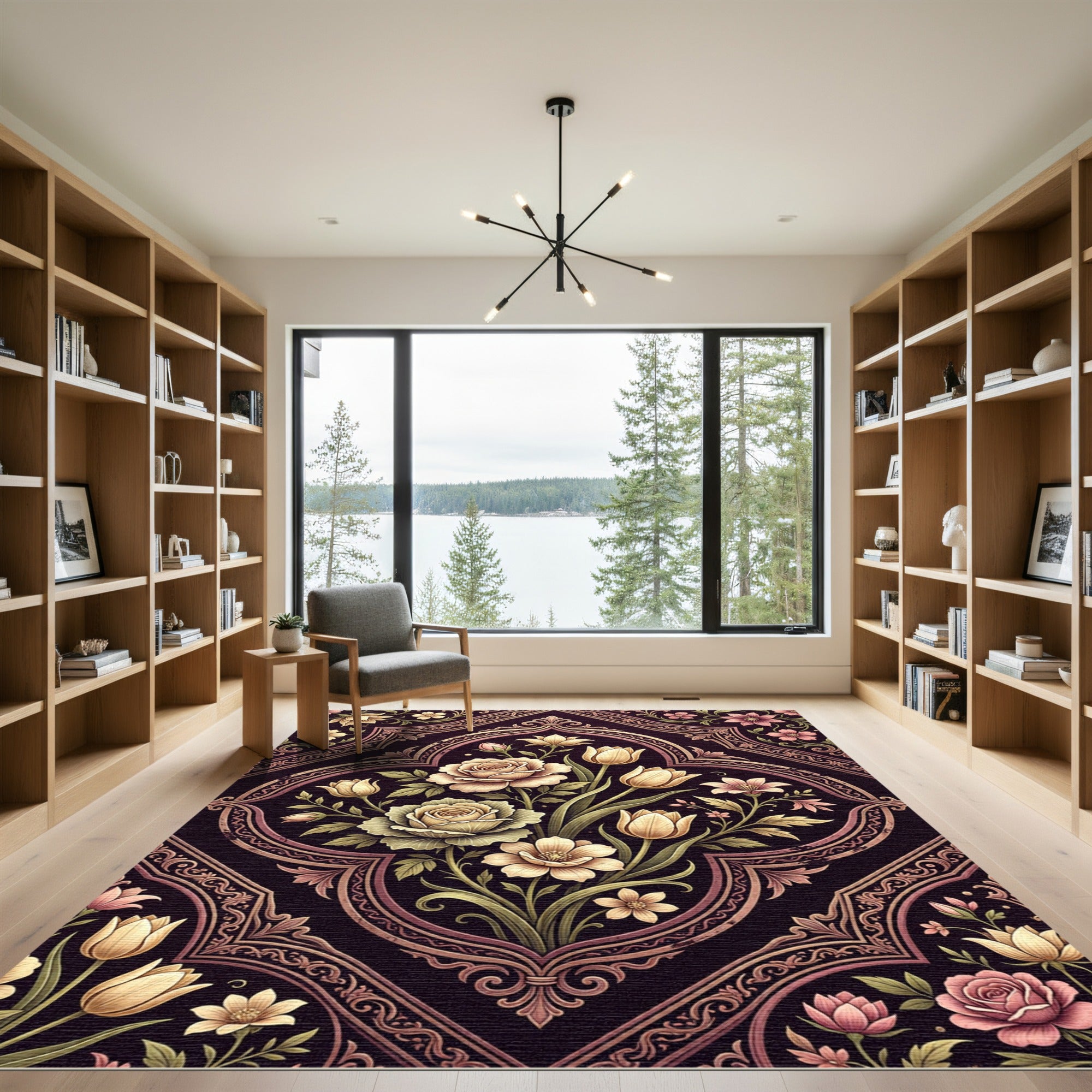 Vintage Floral Bouquet Medallion Rug