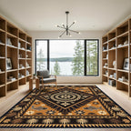Geometric Earth Brown Fish Medallion Rug