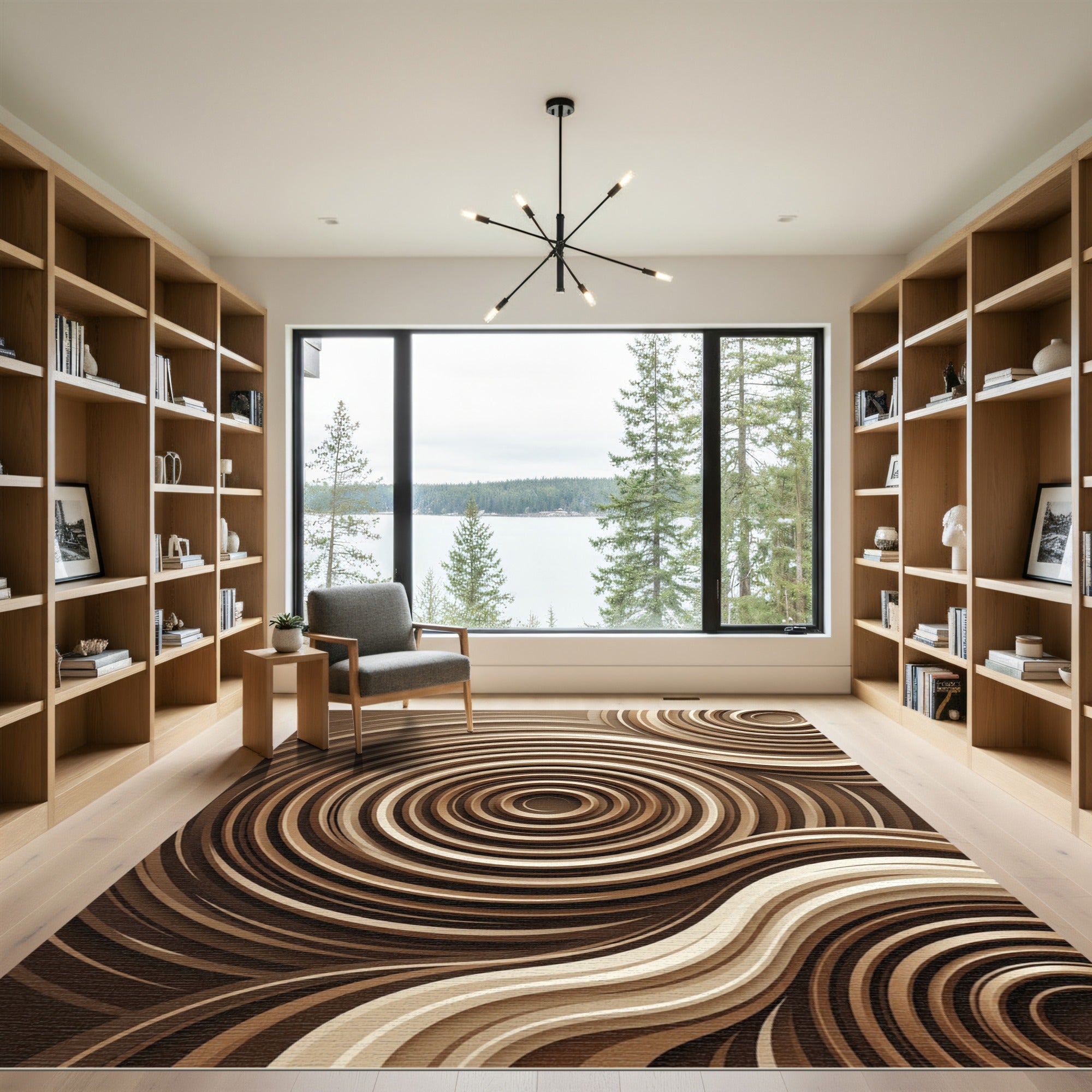 Rich Chocolate Swirl Ribbon Waves Rug