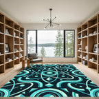 Teal Atomic Abstract Geometric Rug