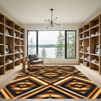 Earthy Amber Geometric Aztec Diamond Rug