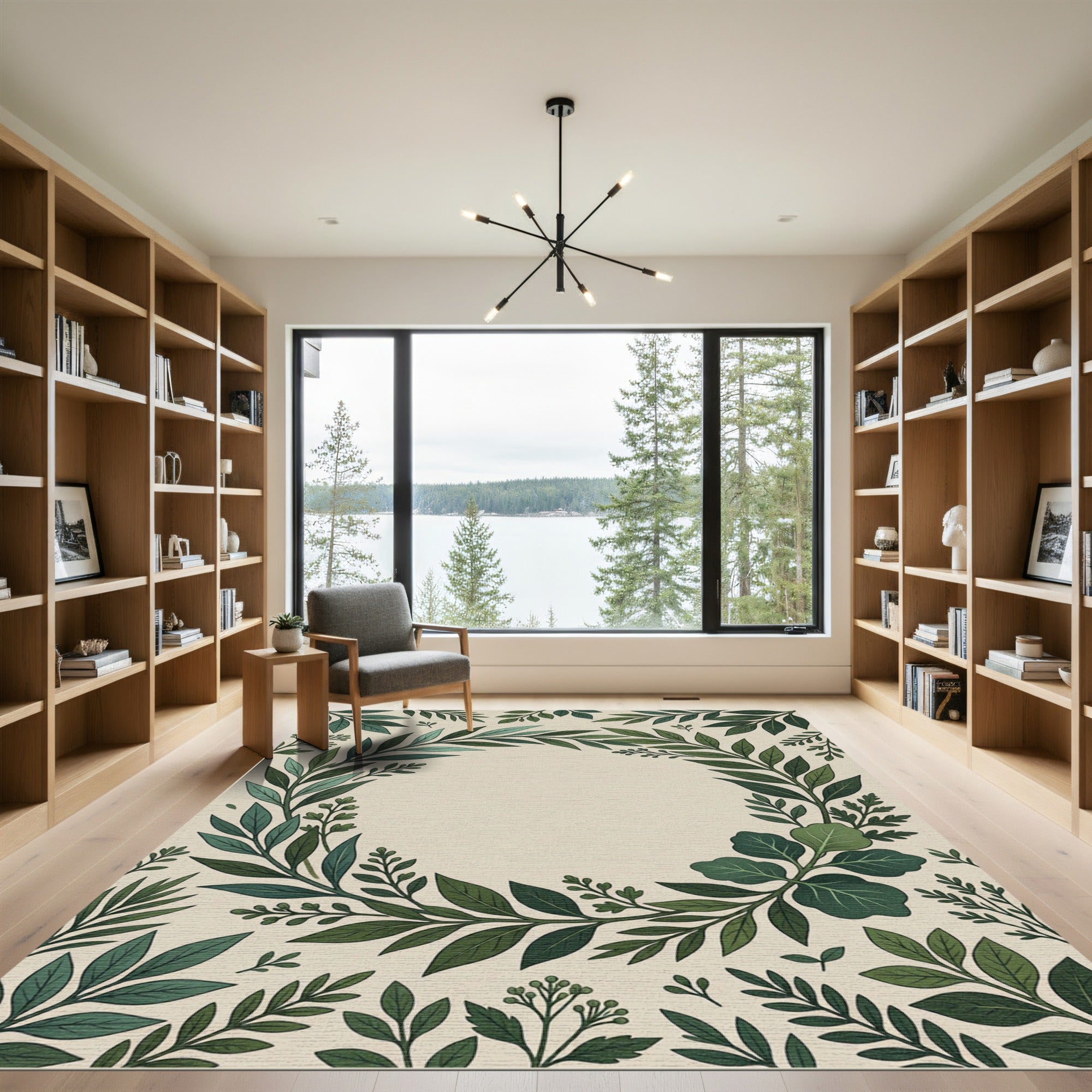 Verdant Forest Green Leafy Garland Rug