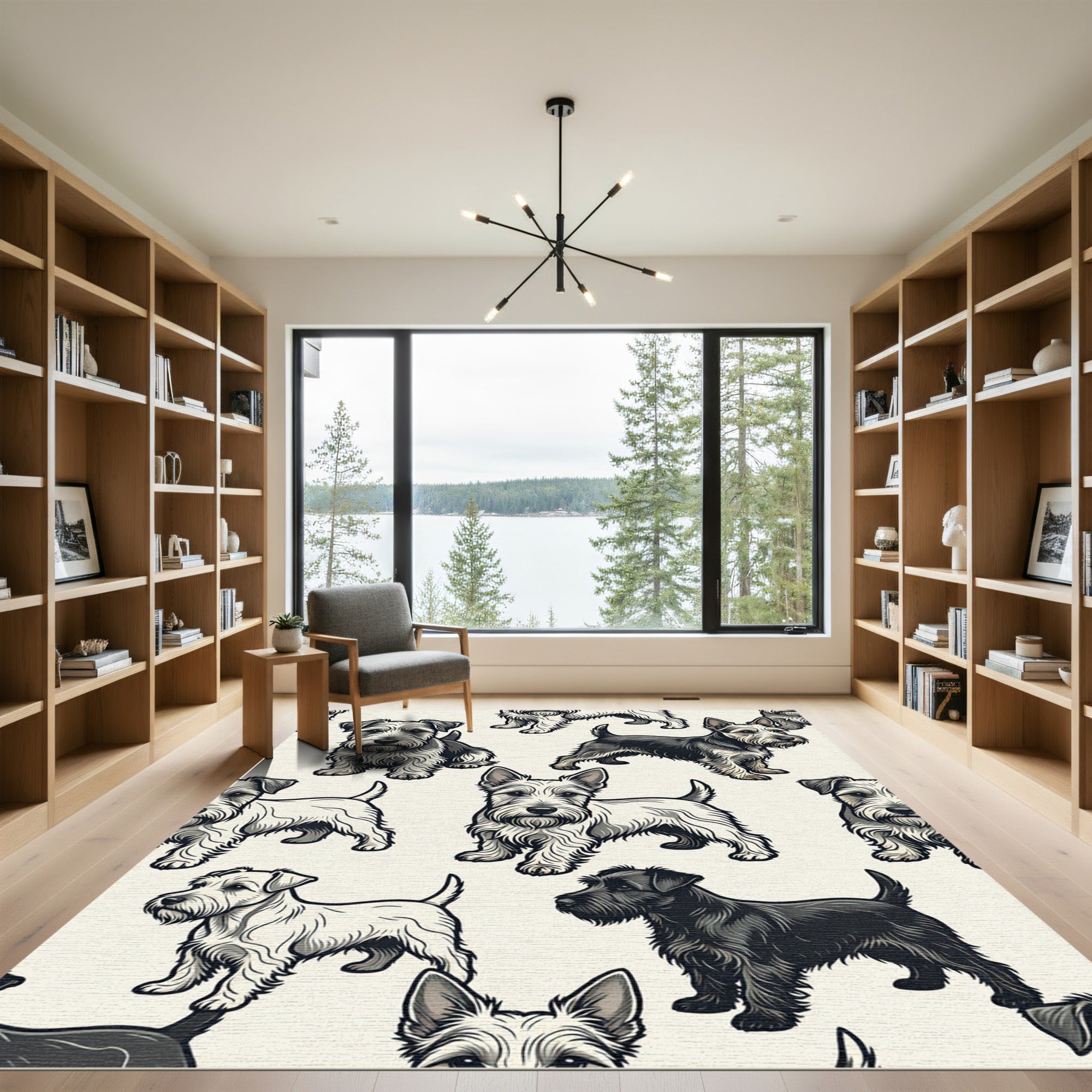 Whimsical Terrier Dog Repeat Illustration Rug