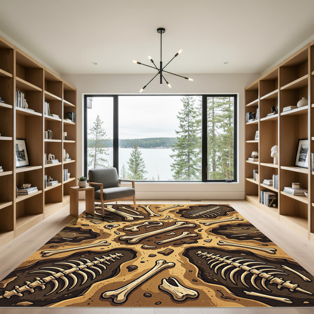 Paleo Bone Fossil Earthy Excavation Rug
