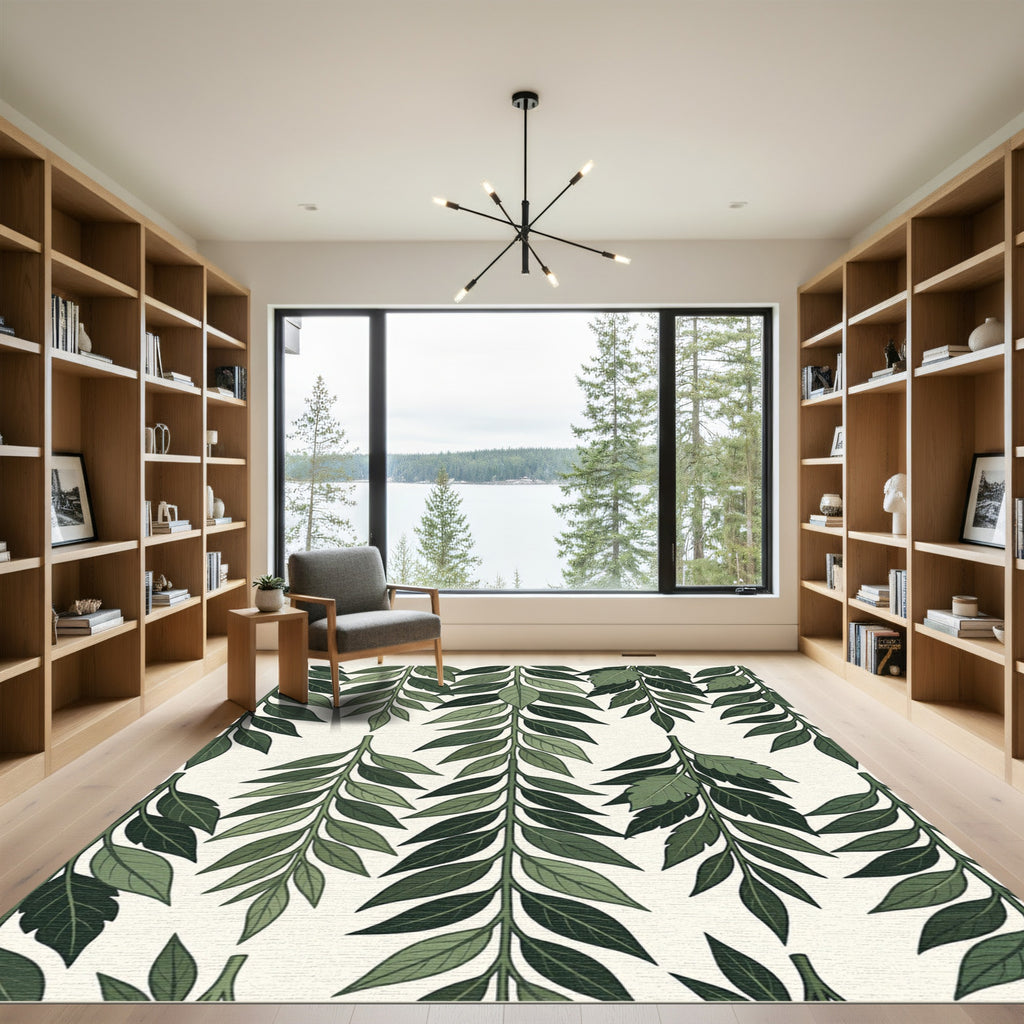 Shaded Green Leafy Vine Imprint Rug