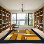 Modern Gold Amber Geometric Block Layering Rug