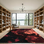 Crimson Splatter Abstract Earth Map Rug