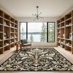 Ornate Acanthus Scrollwork Emblem Rug