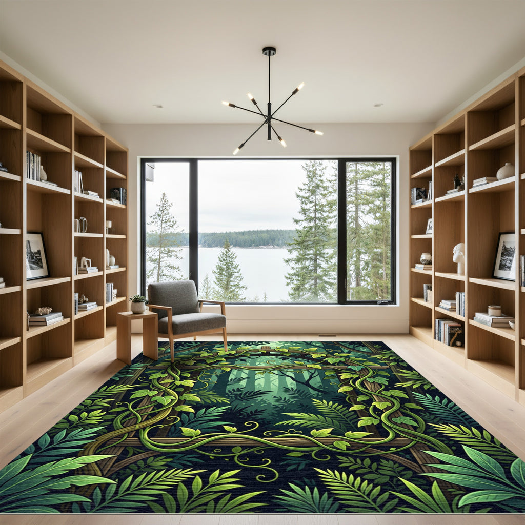 Lush Verdant Forest Arch Foliage Rug