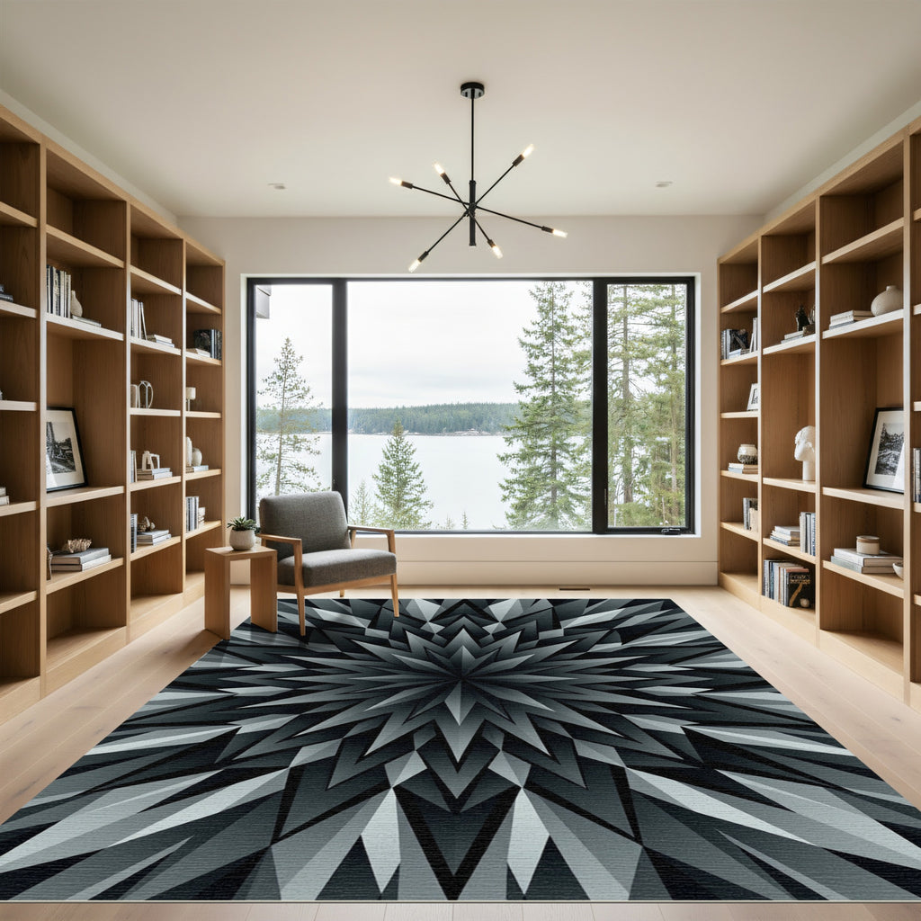 Monochromatic Geometric Starburst Rug