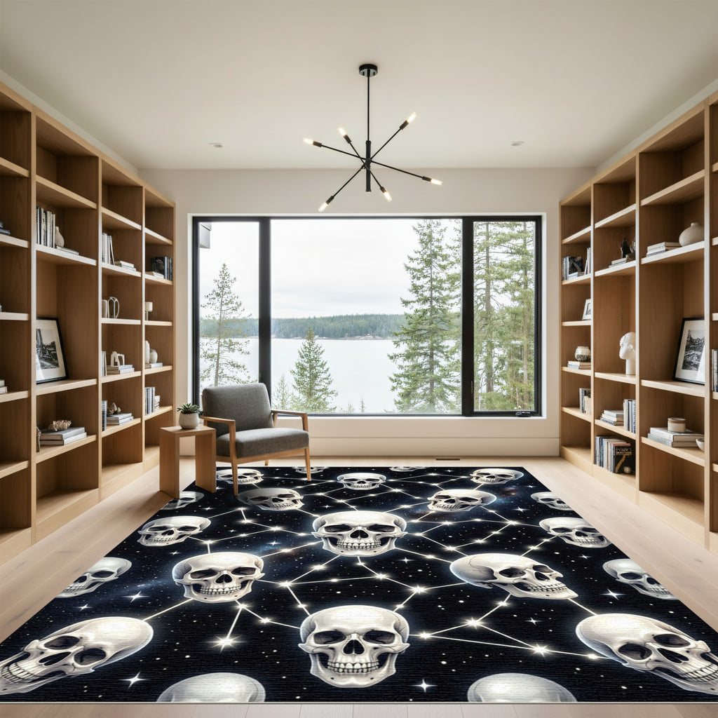 Gothic Celestial Skull Constellation Art Rug