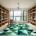 Mint Green Geometric Crystal Polygon Rug