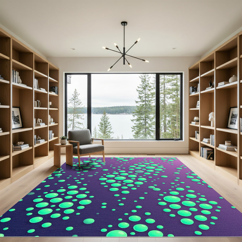 Aqua Dots on Purple Gradient Rug