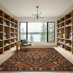 Earthy Brown Geometric Mandala Artwork Rug