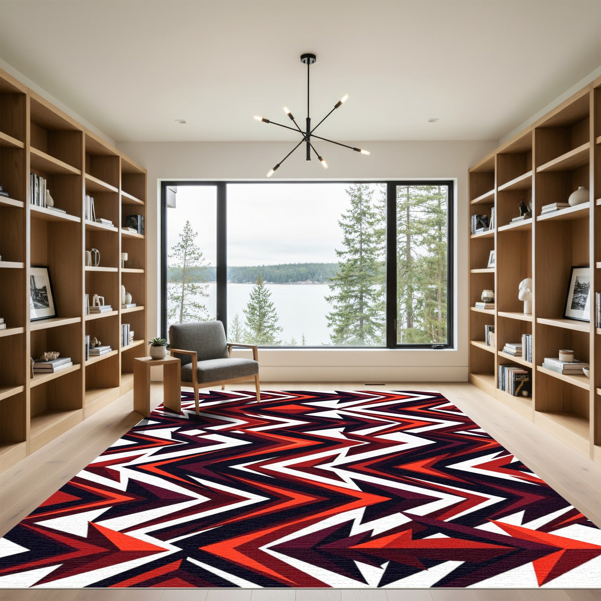 Crimson Sharp Arrow Geometric Rug