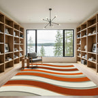 Modern Burnt Orange Wavy Stripe Rug