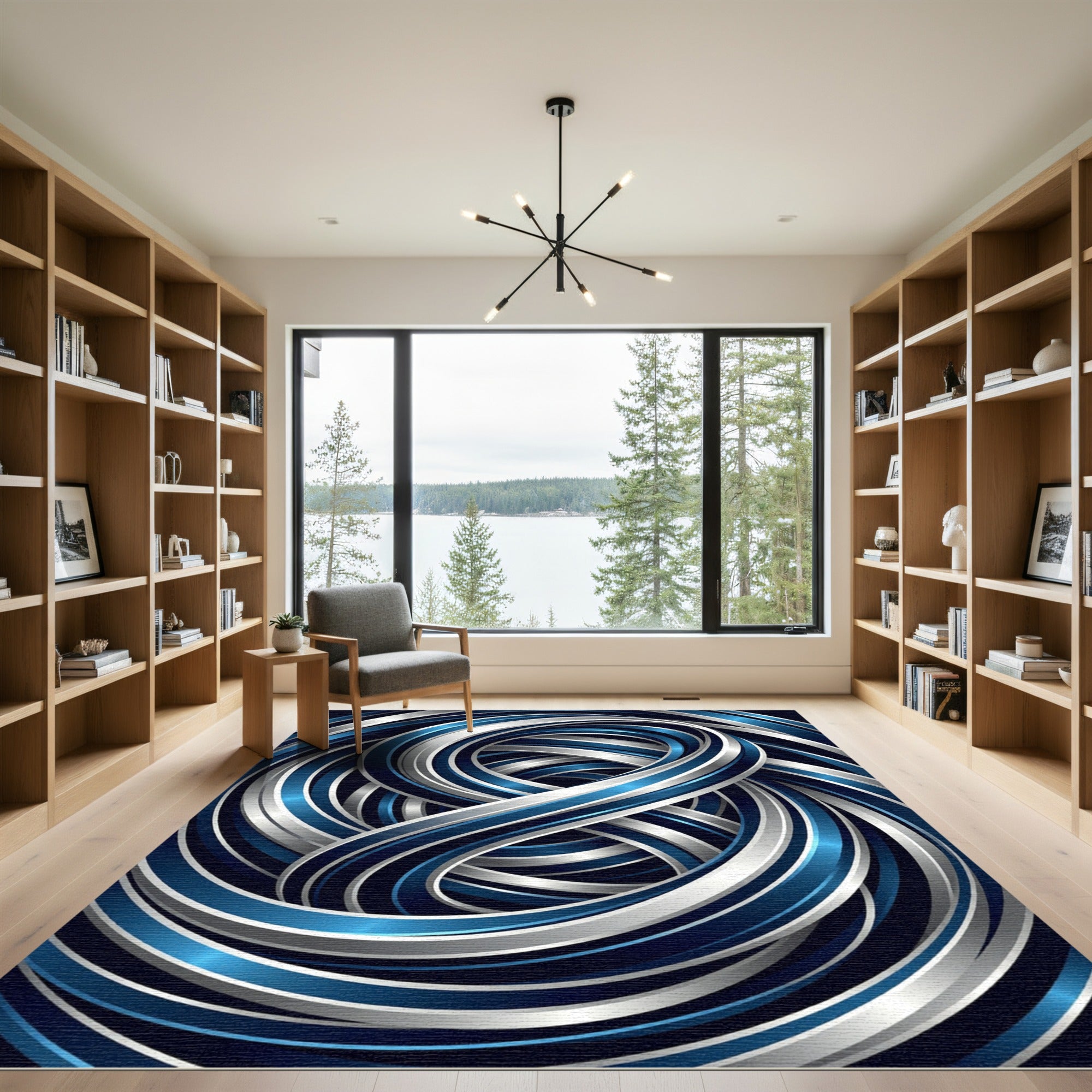 Modern Navy and Silver Infinity Twist Rug