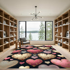 Rustic Distressed Pink Gold Heart Rug