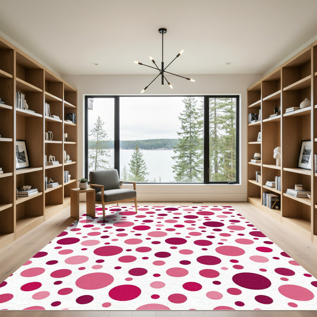 Crimson Magenta Pink Polka Dot Scatter Rug
