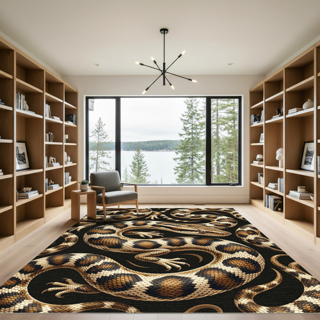 Golden Serpents Entwined Earthy Scales Rug
