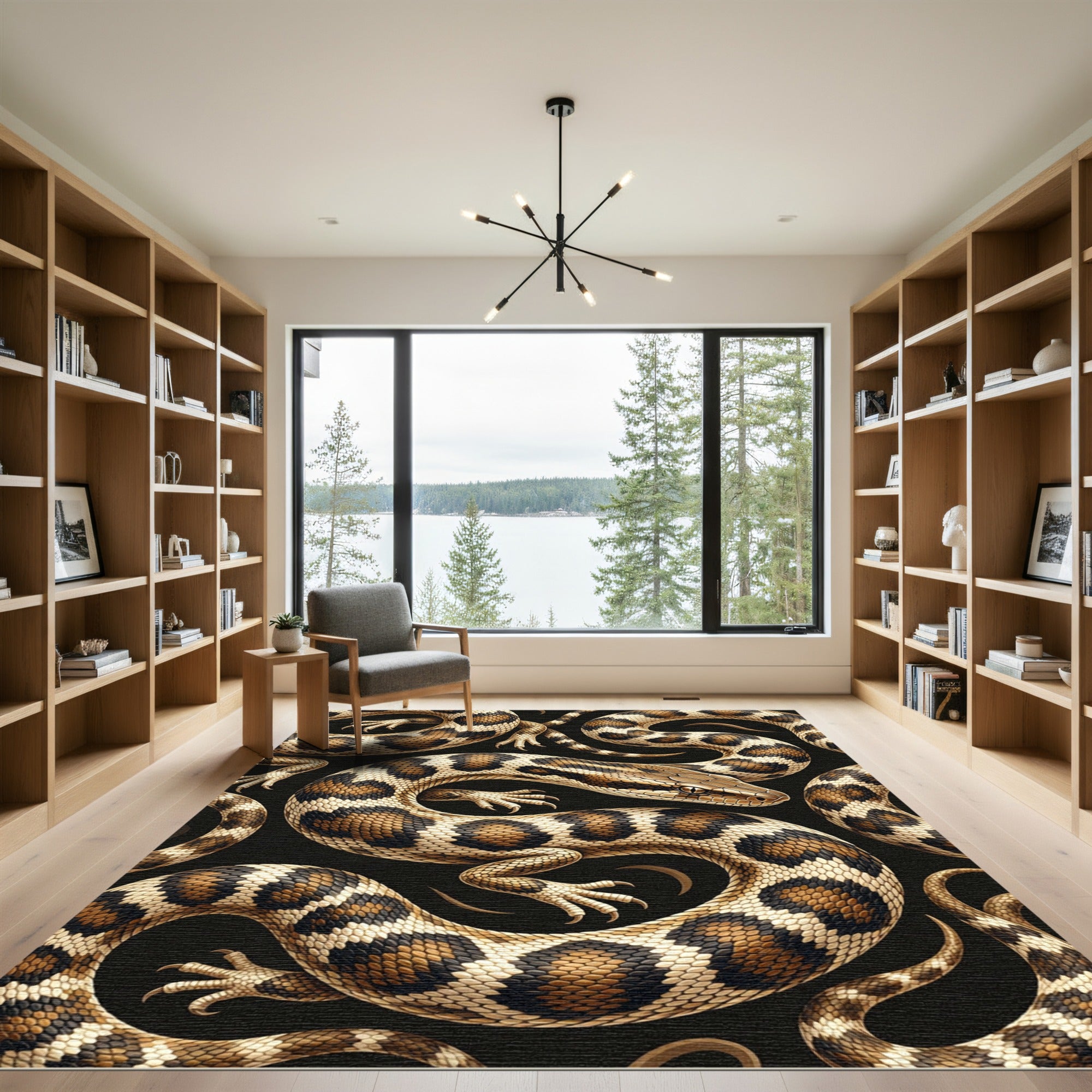 Golden Serpents Entwined Earthy Scales Rug