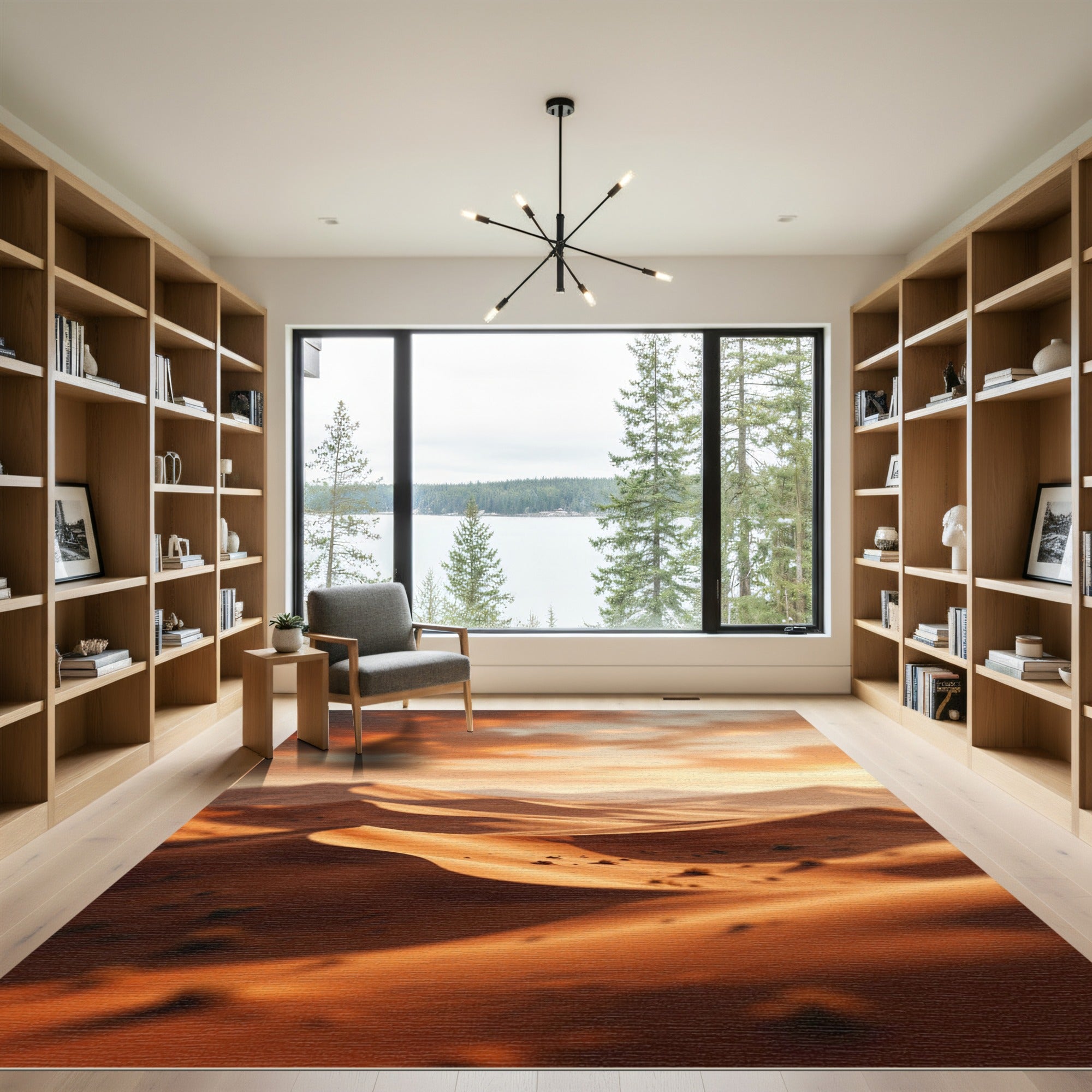 Golden Amber Desert Dune Landscape Rug