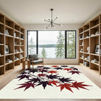 Elegant Crimson Japanese Maple Branch Rug