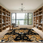 Golden Cheetah Heads with Ring Accents Rug
