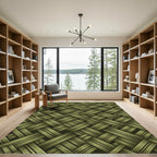 Olive Green Woven Basket Lattice Rug